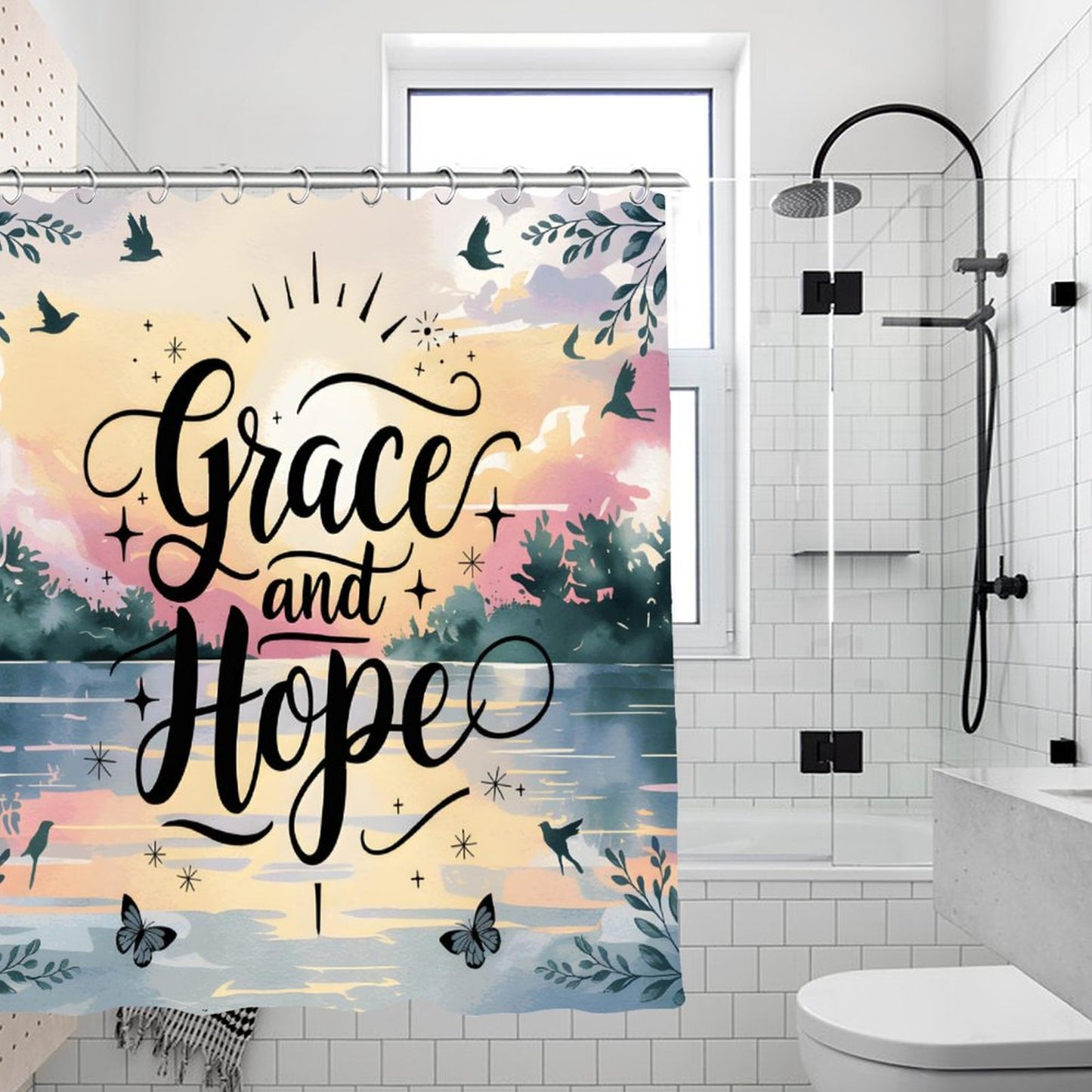 Grace And Hope Christian Waterproof Shower Curtain