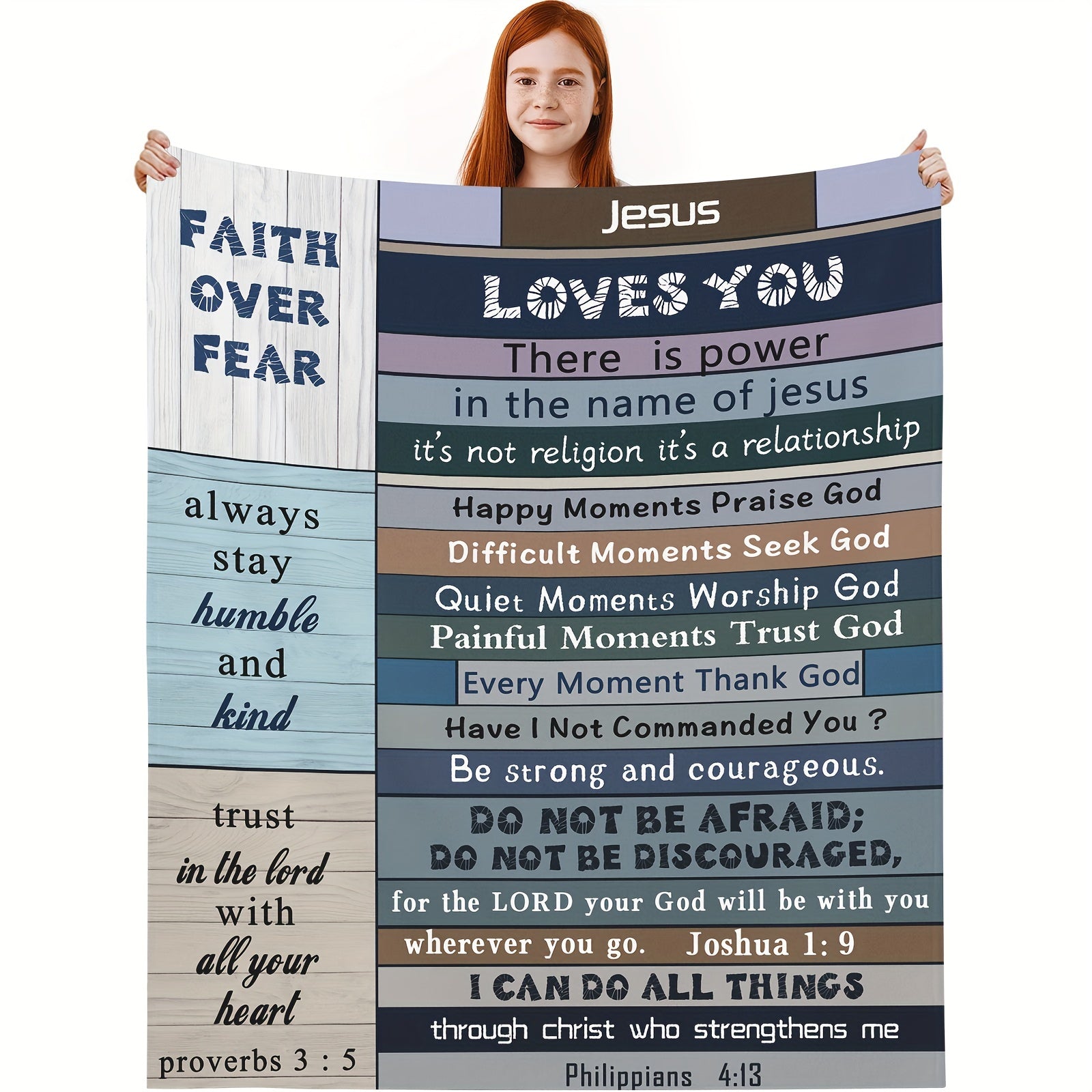 Christian Positive Affirmations Bible Verse Throw Blanket claimedbygoddesigns