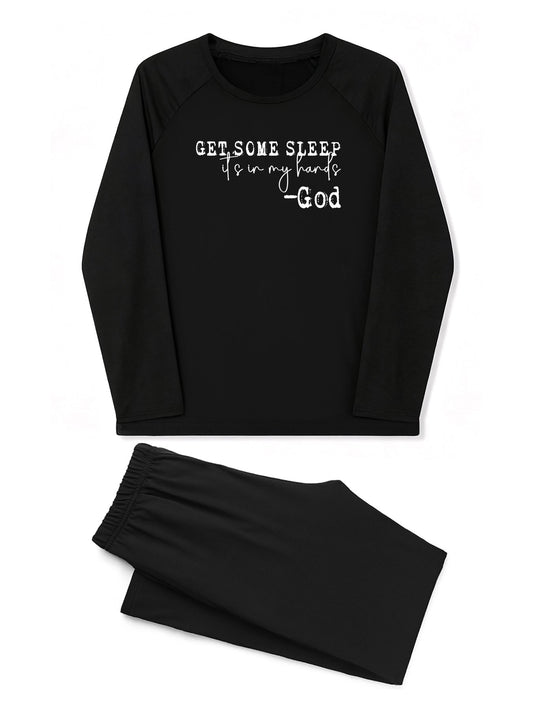 Get Some Sleep It's In My Hands Youth  Christian Plaid Pajamas