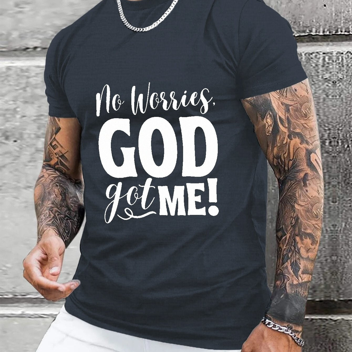 No Worries God Got Me PLUS SIZE Men's Christian T-shirt claimedbygoddesigns