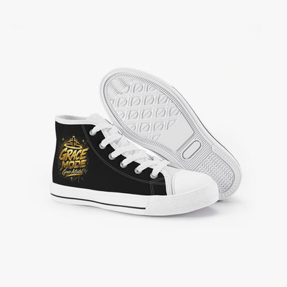 Grace Mode Activated Christian Kid’s High - Top Canvas Shoes - ClaimedbyGodDesigns
