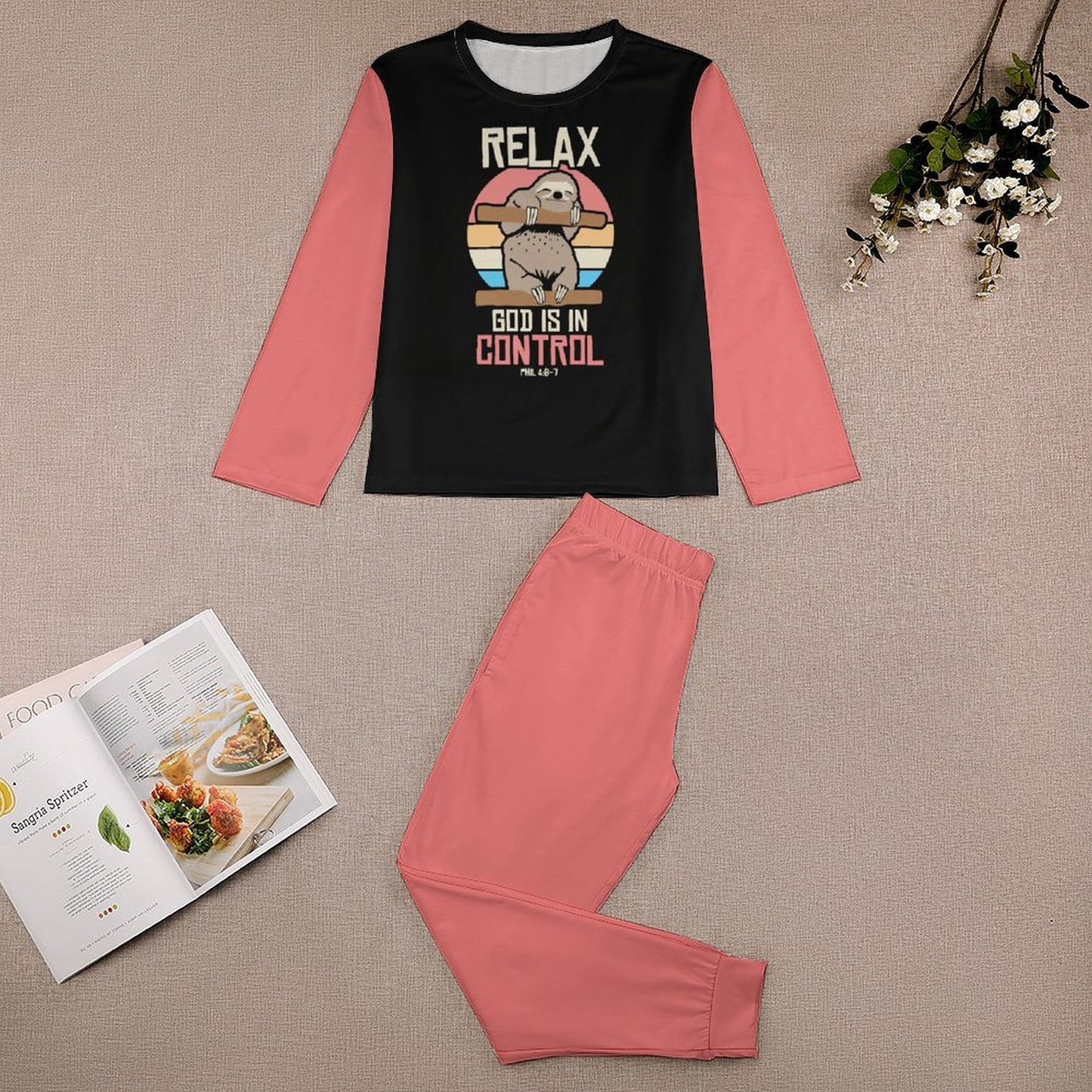 Relax God Is In Control Youth Toddler Christian  Long Sleeve Girls Pajama Set SALE-Personal Design