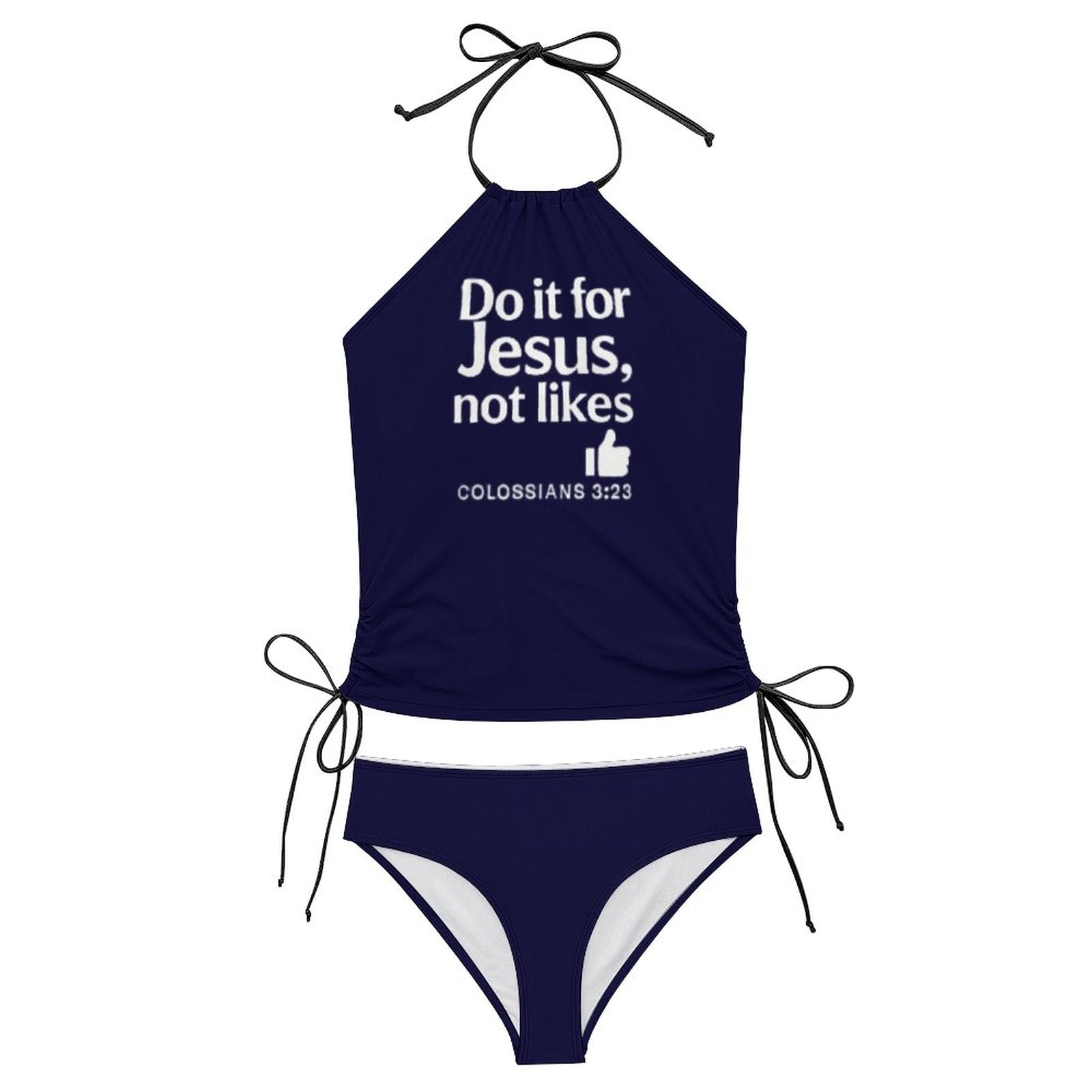Do It For Him Women's Christian Tankini Set with High Neck Halter Top - ClaimedbyGodDesigns