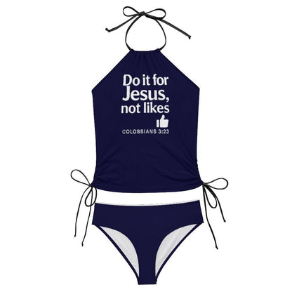 Do It For Him Women's Christian Tankini Set with High Neck Halter Top - ClaimedbyGodDesigns