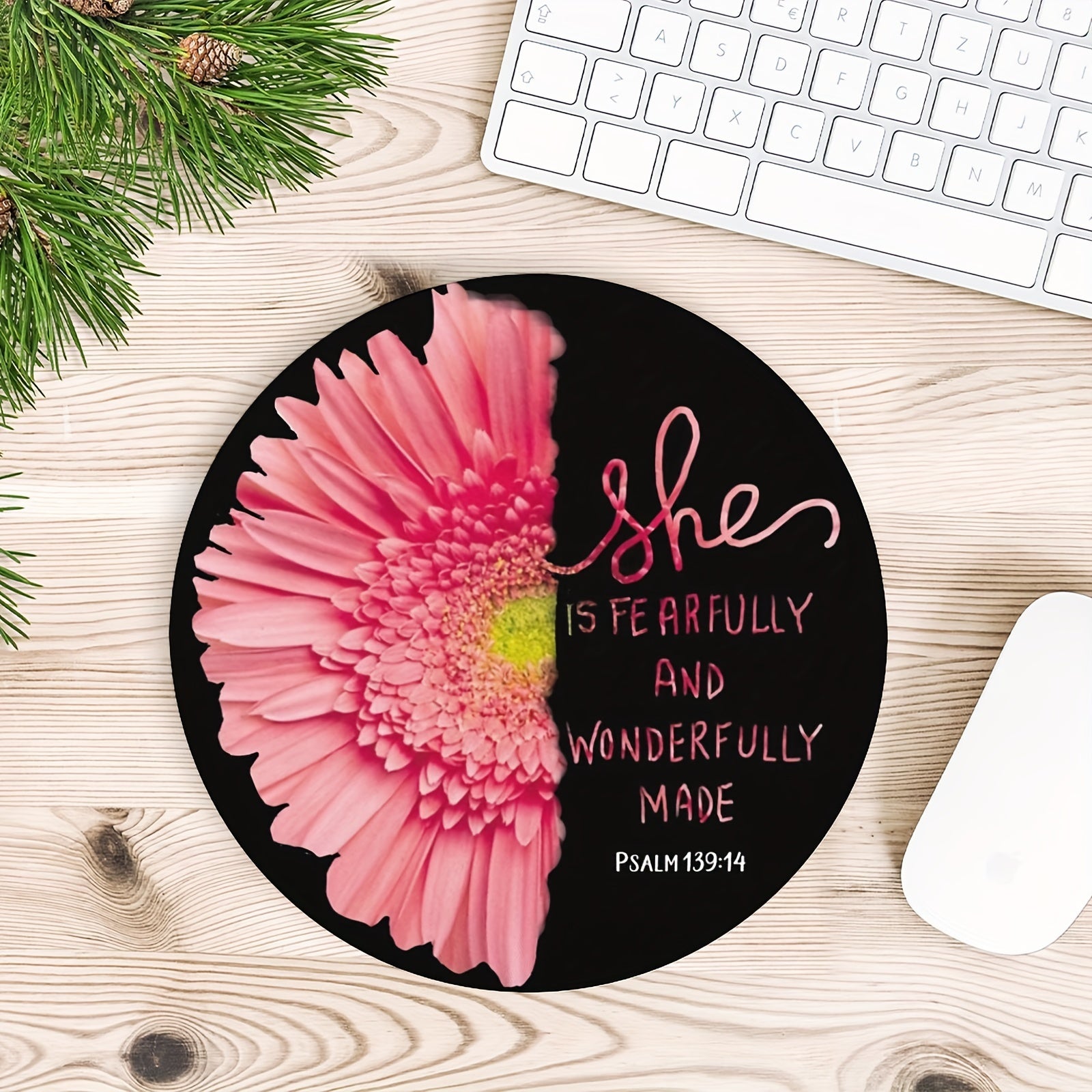 Psalm 139:14 She Is Fearfully & Wonderfully Made Christian Computer Mouse Pad 7.8*7.8*0.12inch/ 20*20*0.3cm claimedbygoddesigns