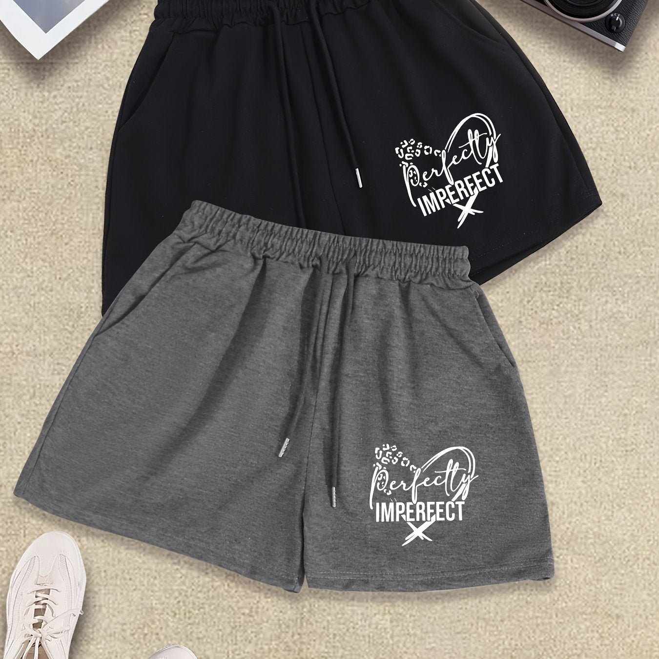 Perfectly Imperfect 2Pcs Plus Size Women's Christian Shorts claimedbygoddesigns