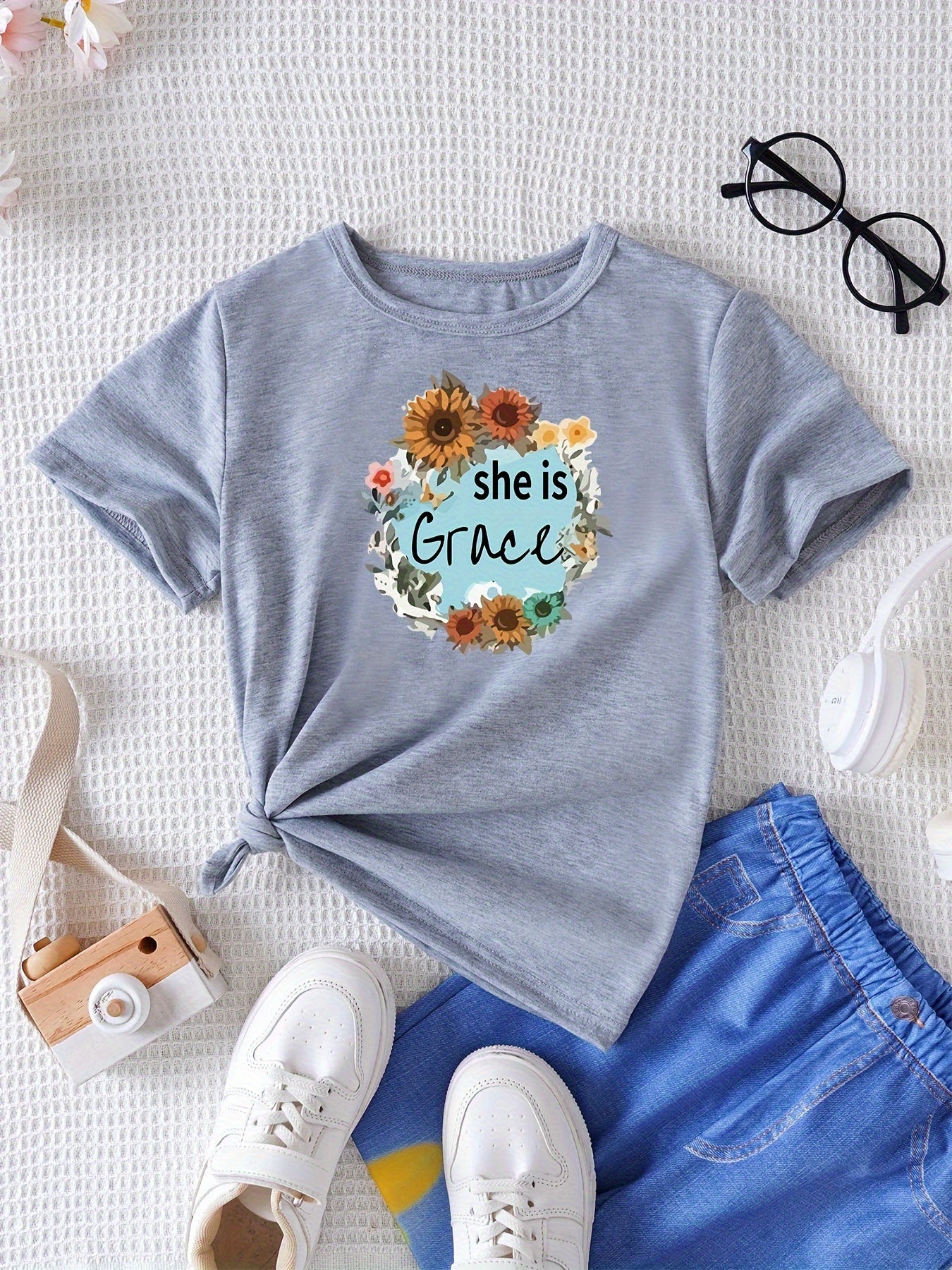 SHE IS GRACE Youth Christian T-shirt claimedbygoddesigns