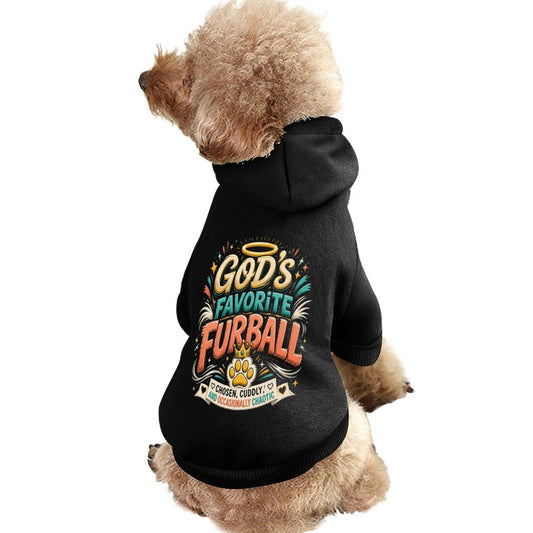 God's Favorite Furball Christian Pet Hooded Pullover Sweatshirt Dog/Cat Hoodie Warm, Soft & Breathable - ClaimedbyGodDesigns