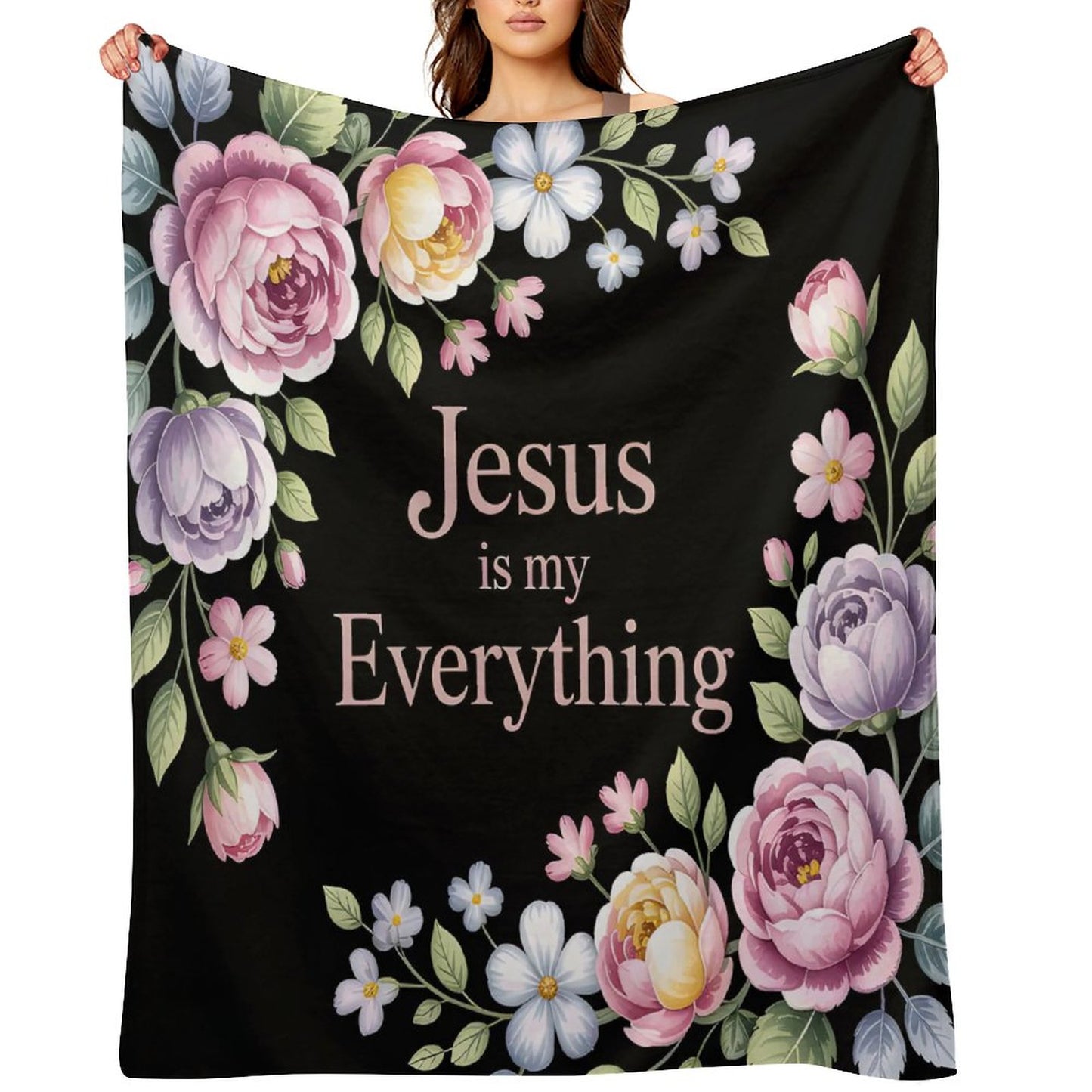 Jesus Is My Everything Christian Flannel Throw Blanket