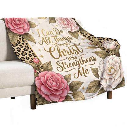 I Can Do All Things Christian Flannel Throw Blanket