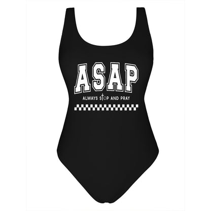 Always Stop And Pray  Athletic Strap One-Piece Christian Swimsuit for Women