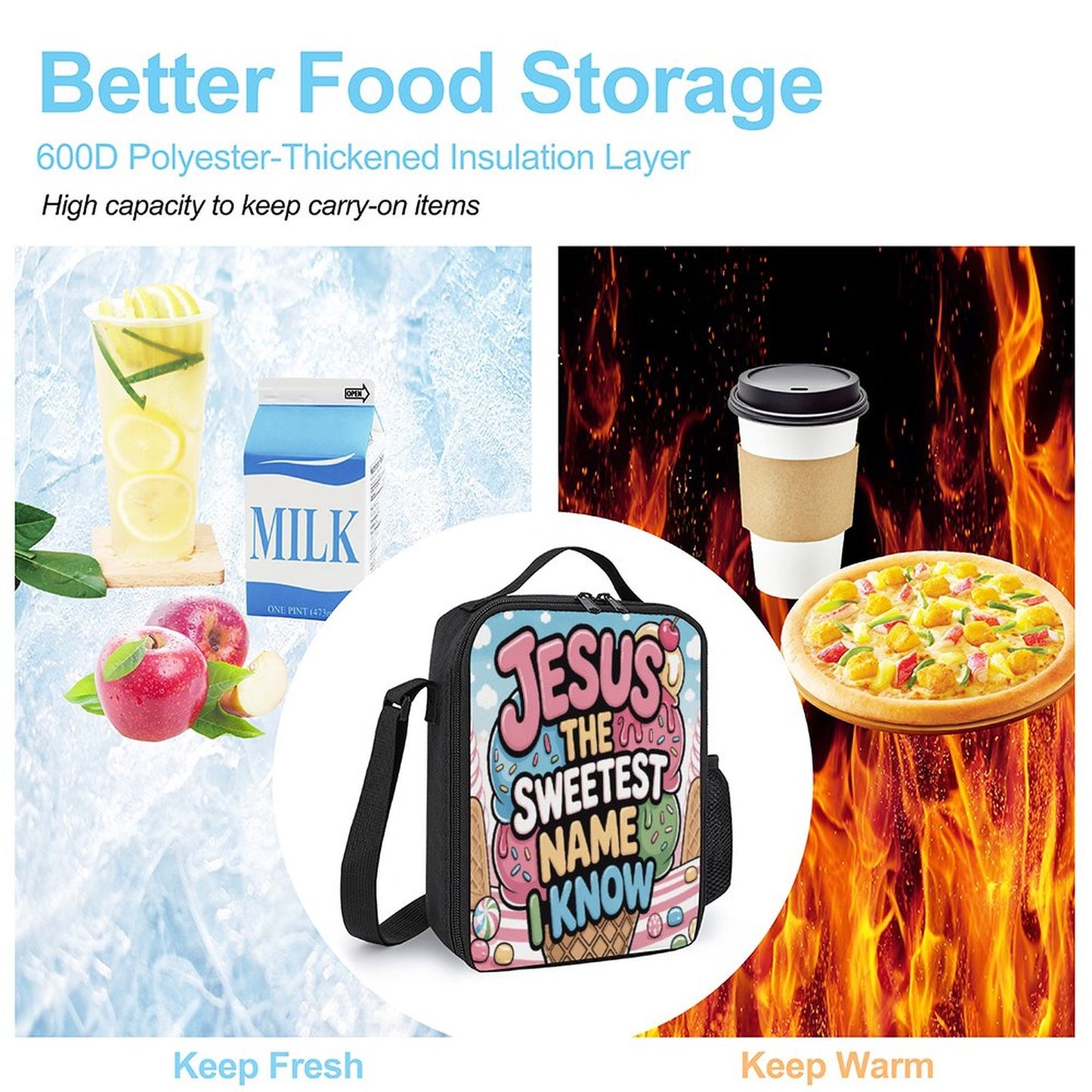 Jesus The Sweetest Name I Know Christian Insulated Lunch Bag