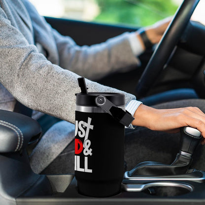 Trust Him And Chill Christian 30oz Car Tumbler with Handle - ClaimedbyGodDesigns