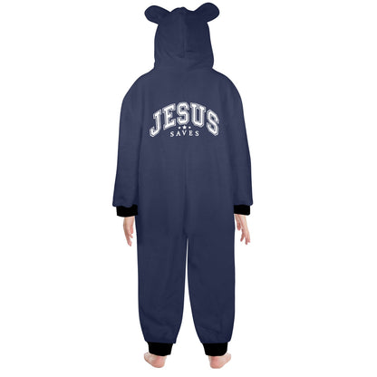 He Saves One-Piece Zip Up Hooded Pajamas for Big Kids (Youth)