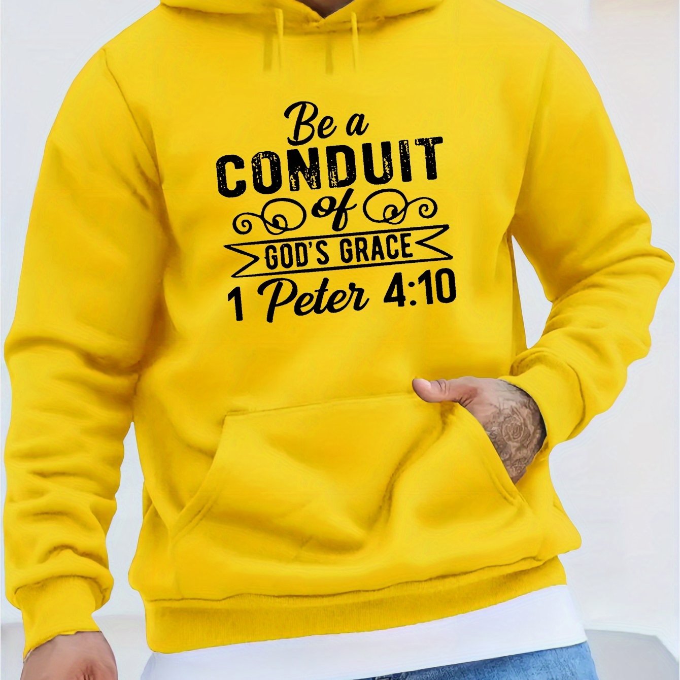 1 Peter 4:10 BE A CONDUIT OF GOD'S GRACE Men's Christian Pullover Hooded Sweatshirt claimedbygoddesigns