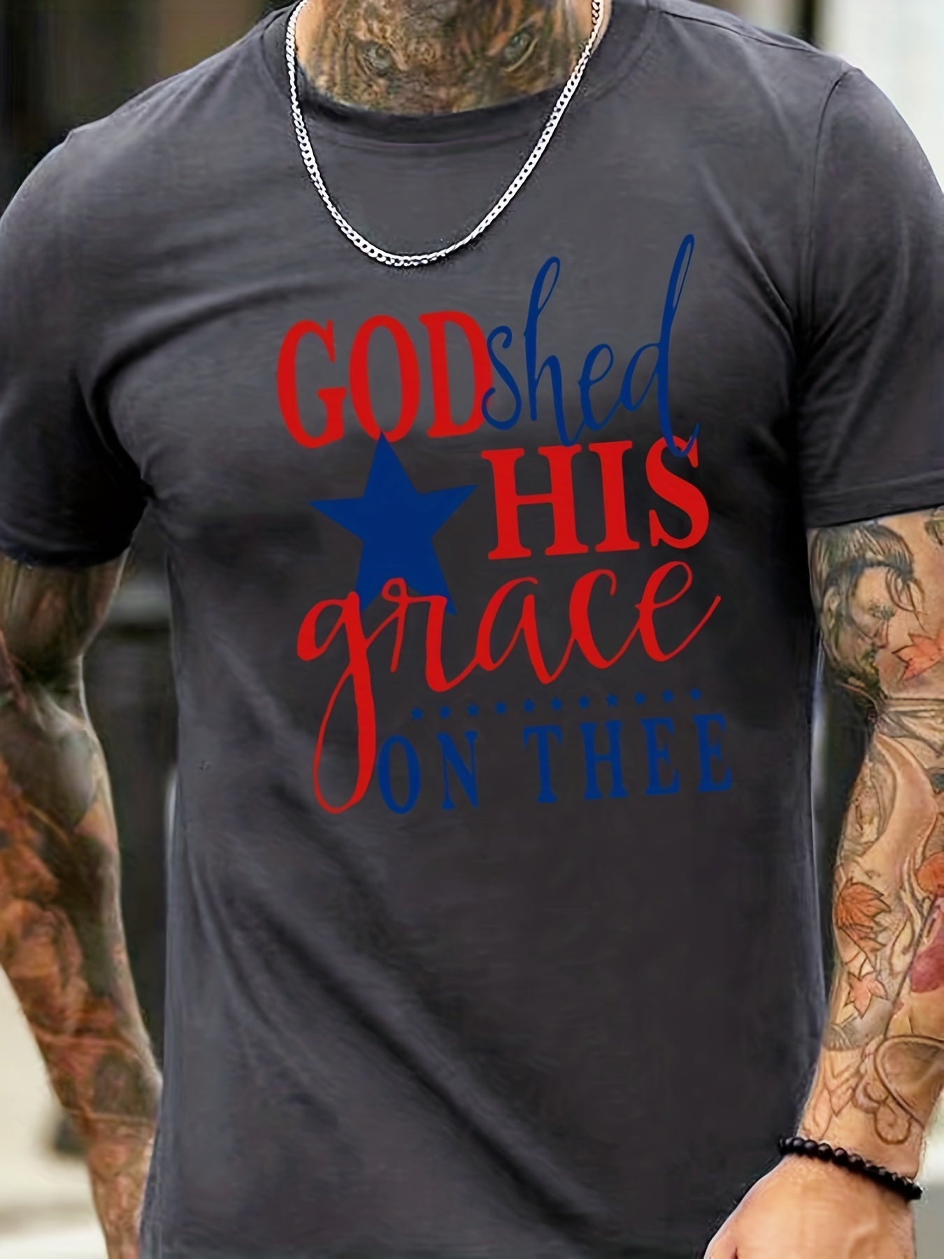 God Shed His Grace On Thee Men's Christian T-Shirt claimedbygoddesigns