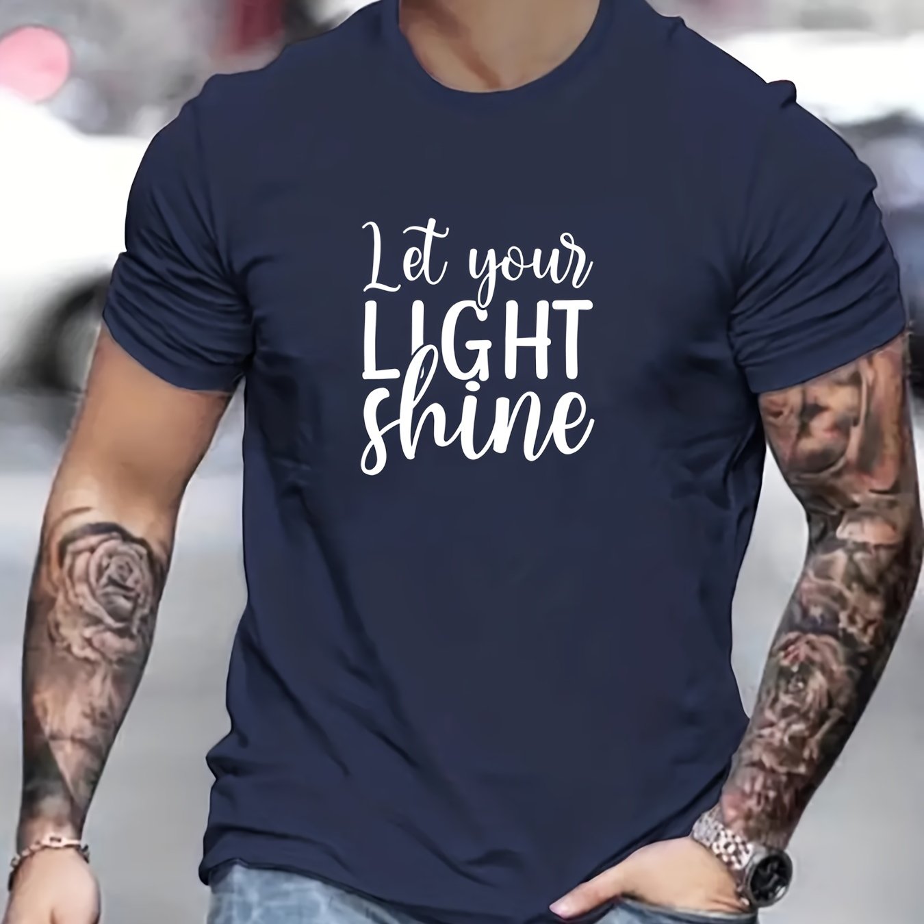 Let Your Light Shine Men's Christian T-shirt claimedbygoddesigns