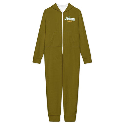 I Follow Him Toddler & Youth Christian Flannel Footless Zip up Jumpsuit Pajamas