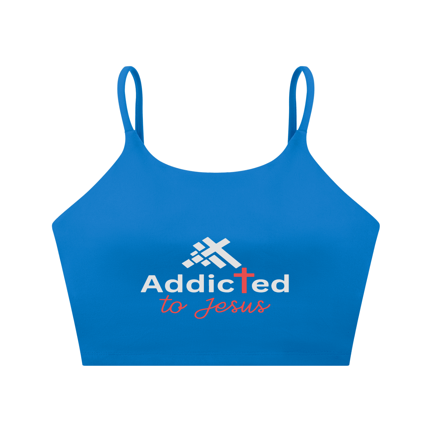 Addicted To Jesus Women's Christian Spaghetti Strap Yoga Sports Bra - ClaimedbyGodDesigns