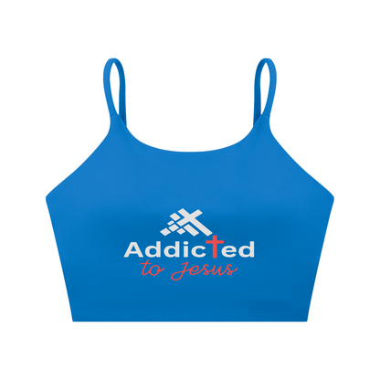 Addicted To Jesus Women's Christian Spaghetti Strap Yoga Sports Bra - ClaimedbyGodDesigns