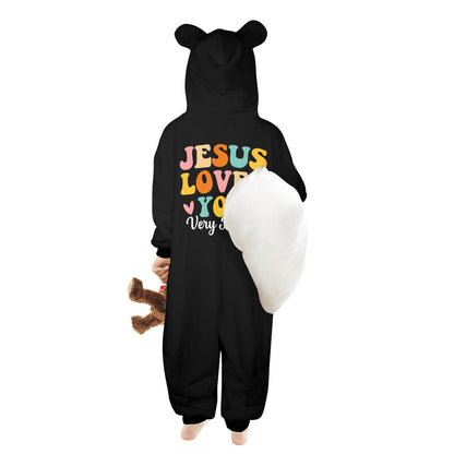 He Loves You Very Much One-Piece Zip up Hooded Pajamas for Little Kids (Toddler)