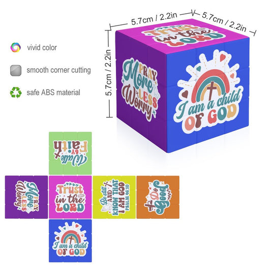 Child Of  Affirmations Rotating cube puzzle 3x3 unique Christian Gift Idea game activity for kids, Men, Women, friends, family