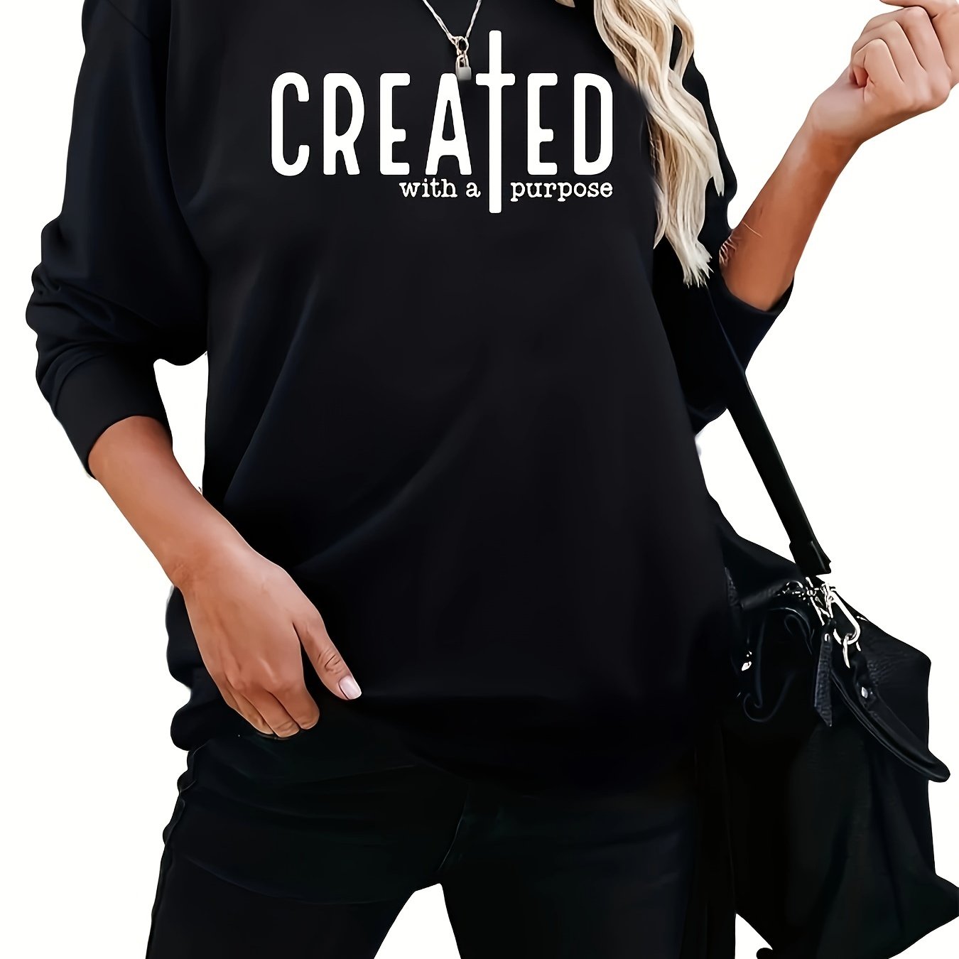 Created With A Purpose Women's Christian Pullover Sweatshirt claimedbygoddesigns