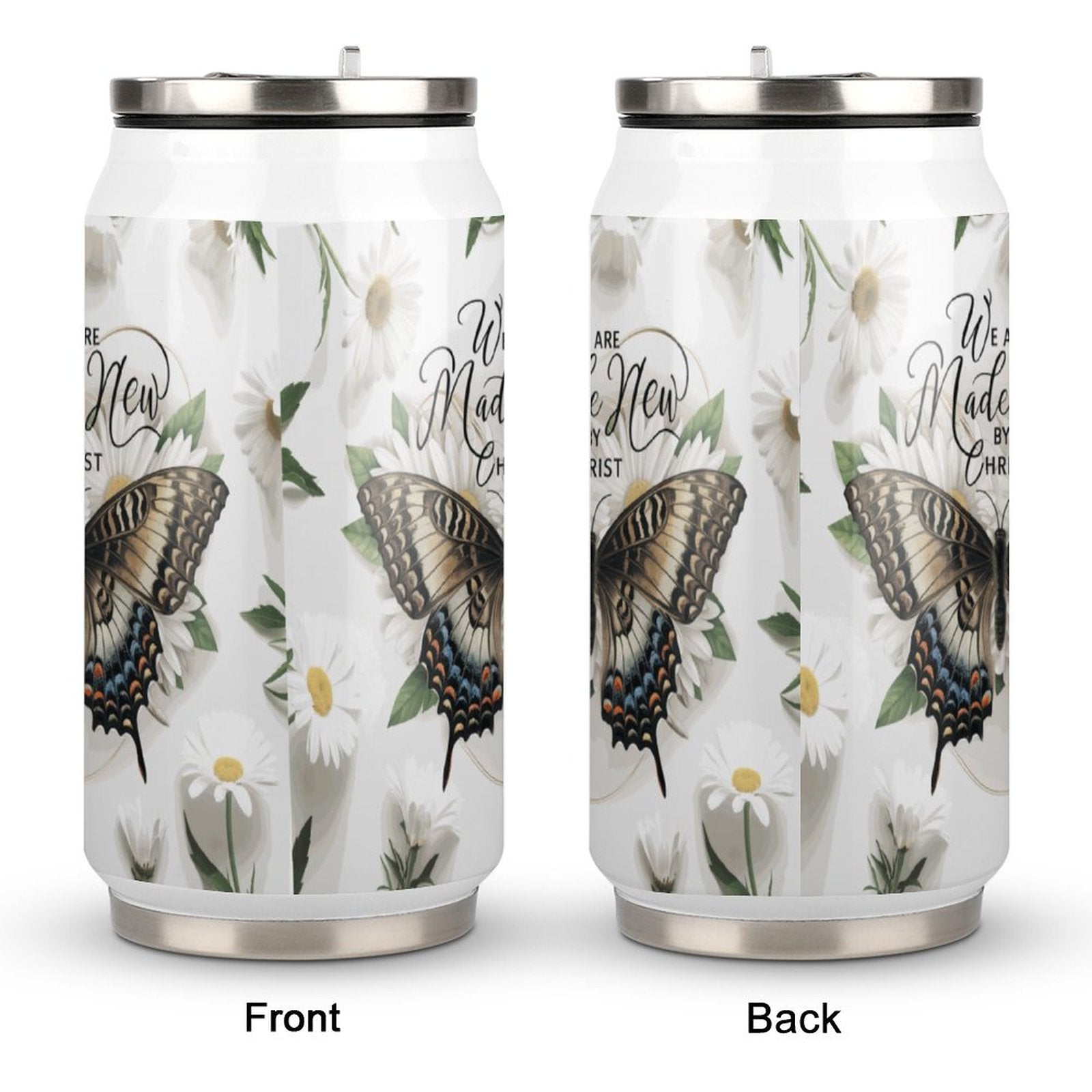 We Are Made New In Christ Christian Stainless Steel Tumbler with Straw SALE-Personal Design