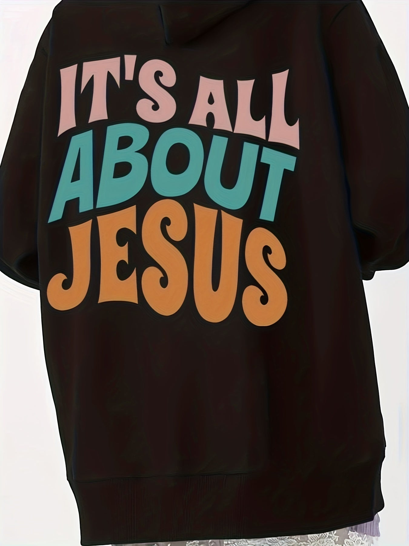 It's All About Jesus Women's Christian Pullover Hooded Sweatshirt claimedbygoddesigns