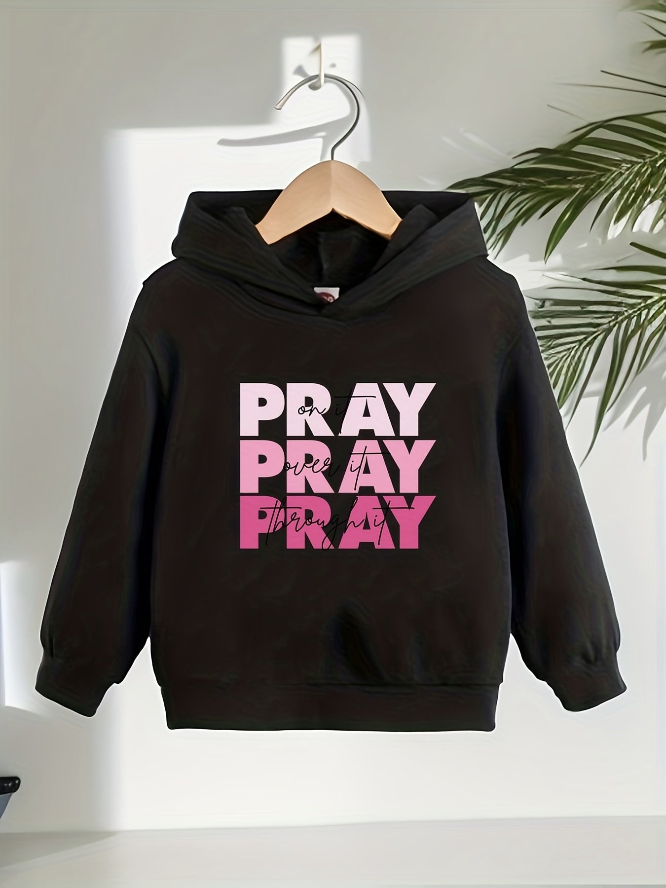 Pray On it, Over It, Through It Youth Christian Pullover Hooded Sweatshirt claimedbygoddesigns