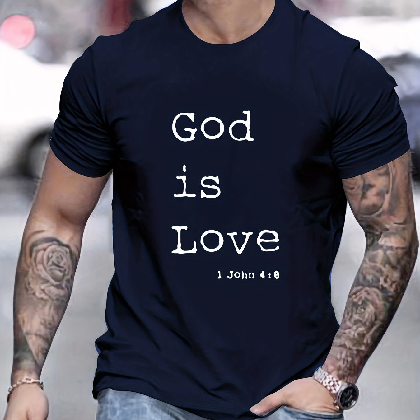 GOD IS LOVE Men's Christian T-Shirt claimedbygoddesigns