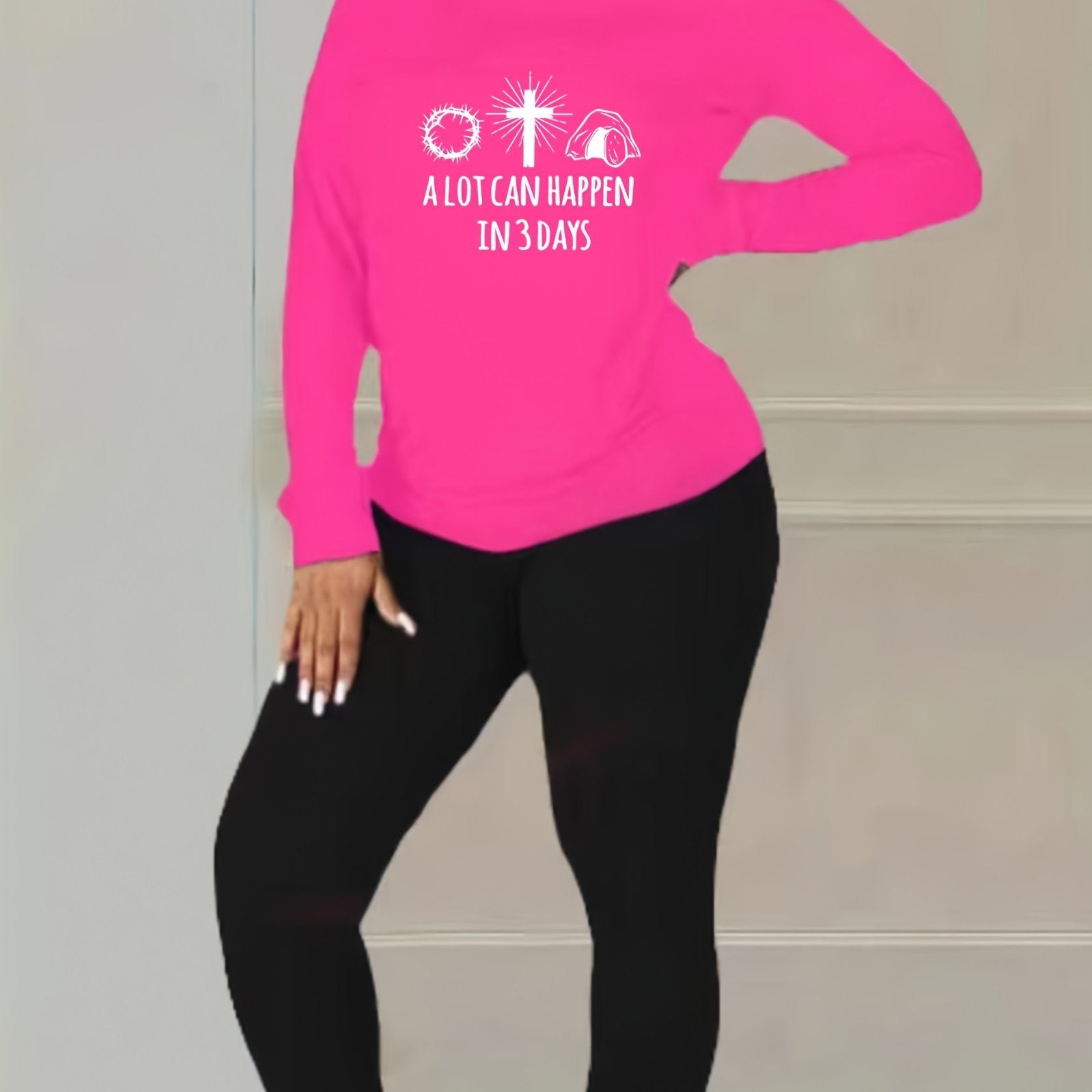 Alot Can Happen In 3 Days Plus Size Women's Christian Casual Outfit claimedbygoddesigns