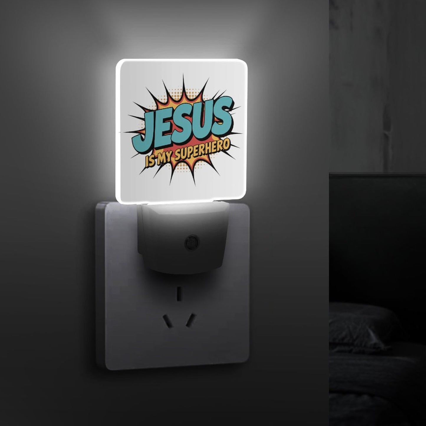 He Is My Superhero Christian Night Light For Kids - ClaimedbyGodDesigns