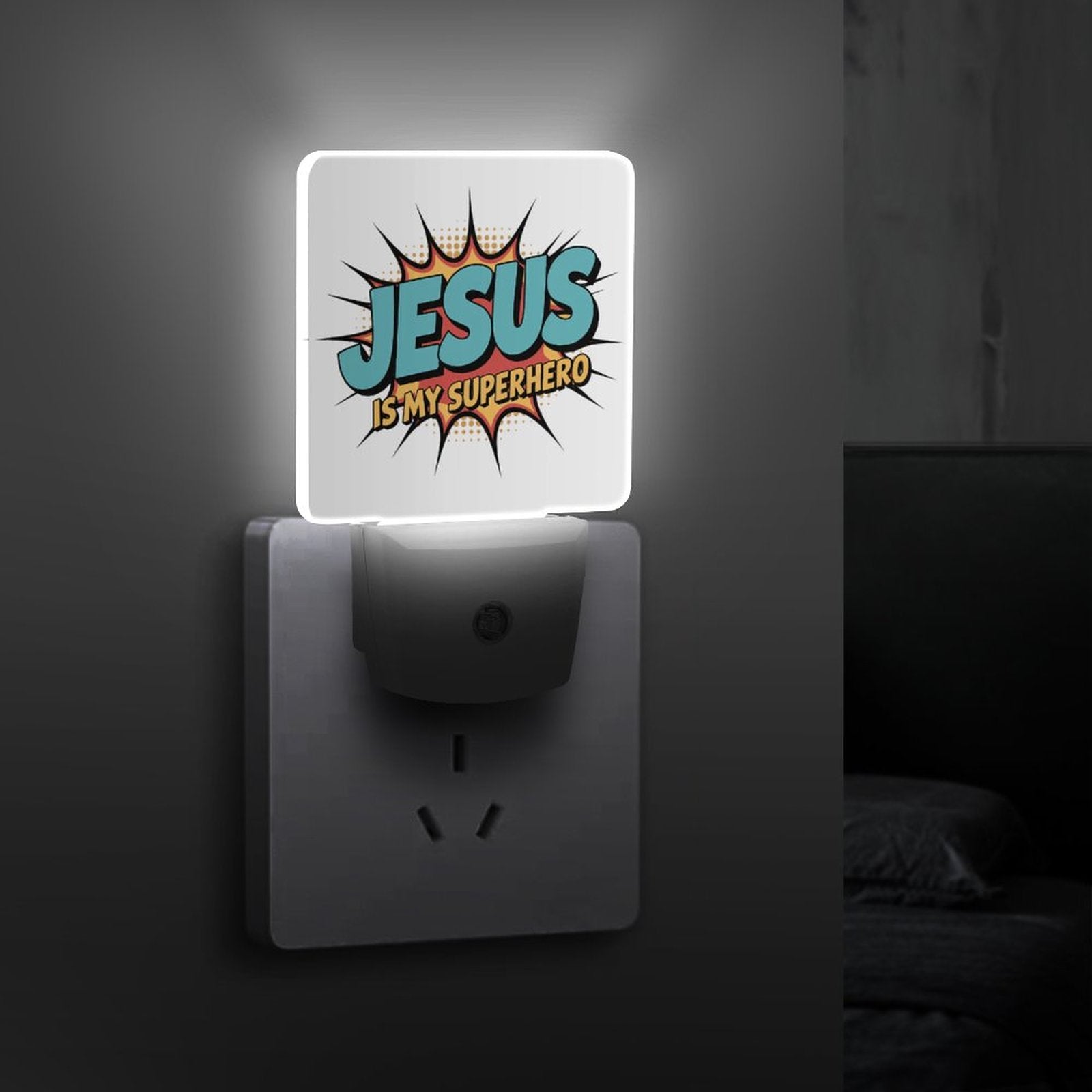 He Is My Superhero Christian Night Light For Kids - ClaimedbyGodDesigns