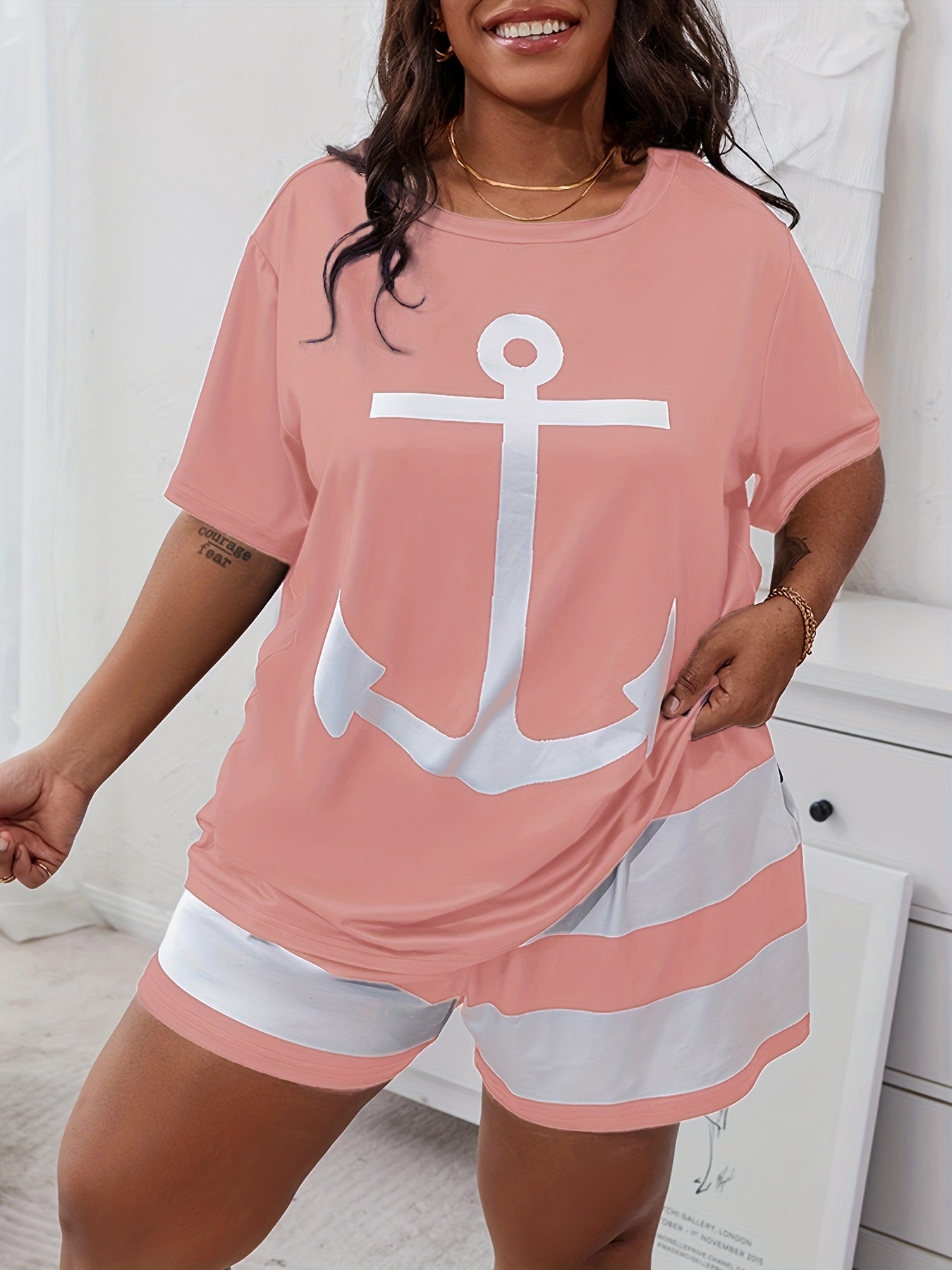 God Is My Anchor Plus Size Women's Christian Pajamas claimedbygoddesigns