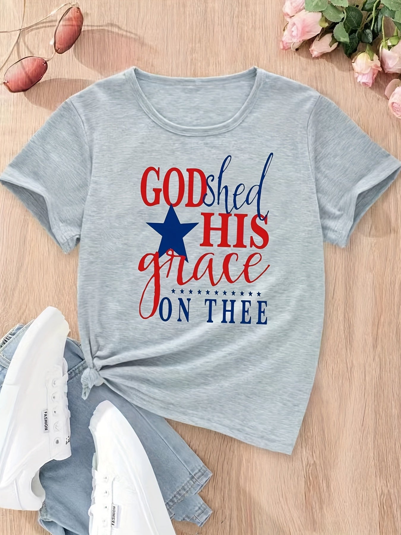 God Shed His Grace On Thee Women's Christian T-Shirt claimedbygoddesigns