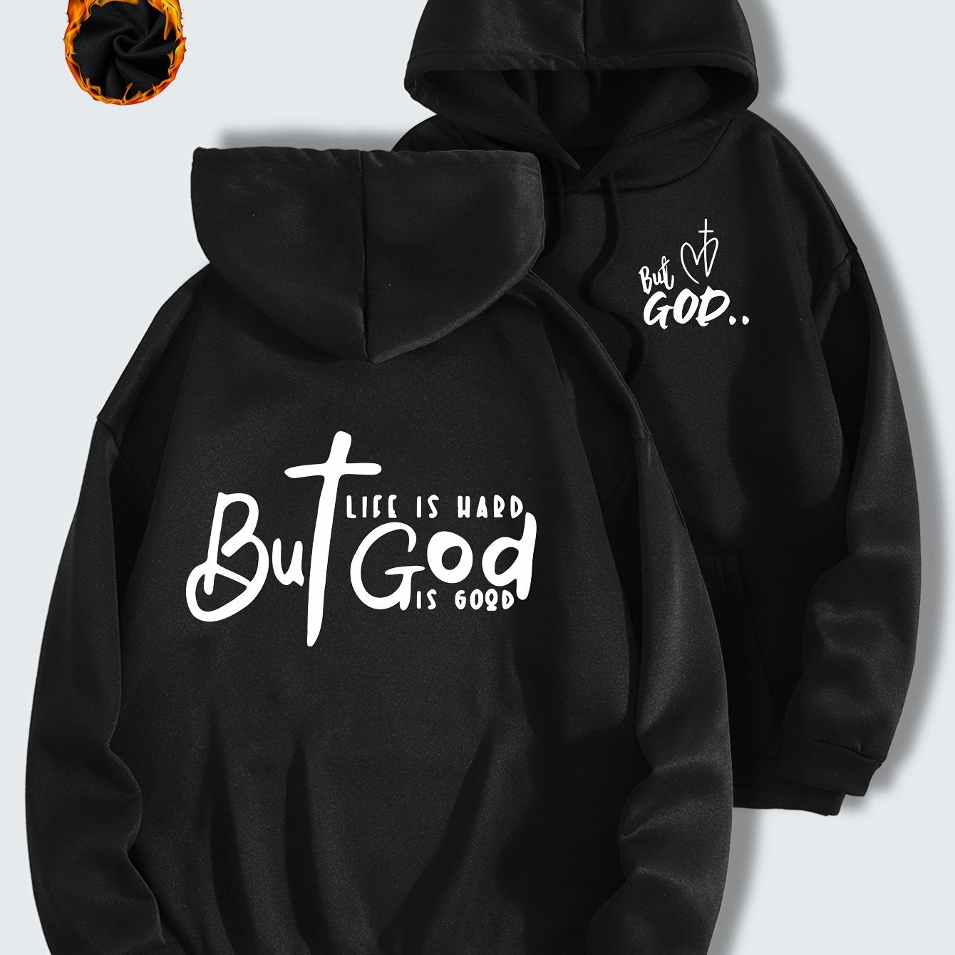 Life Is Hard But God Is Good Women's Christian Pullover Hooded Sweatshirt claimedbygoddesigns