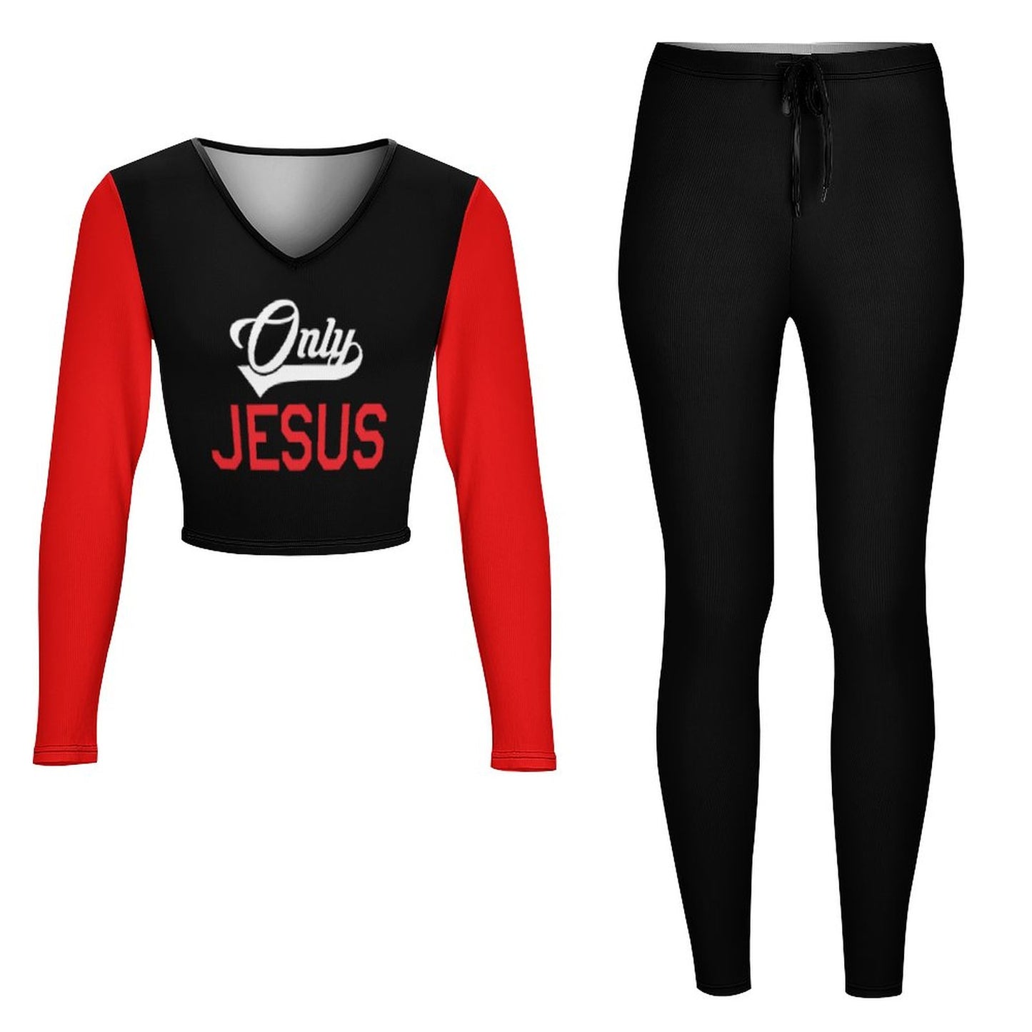 Only Jesus Women's Christian Casual Outfit V neck Sweatshirt Set  SALE-Personal Design