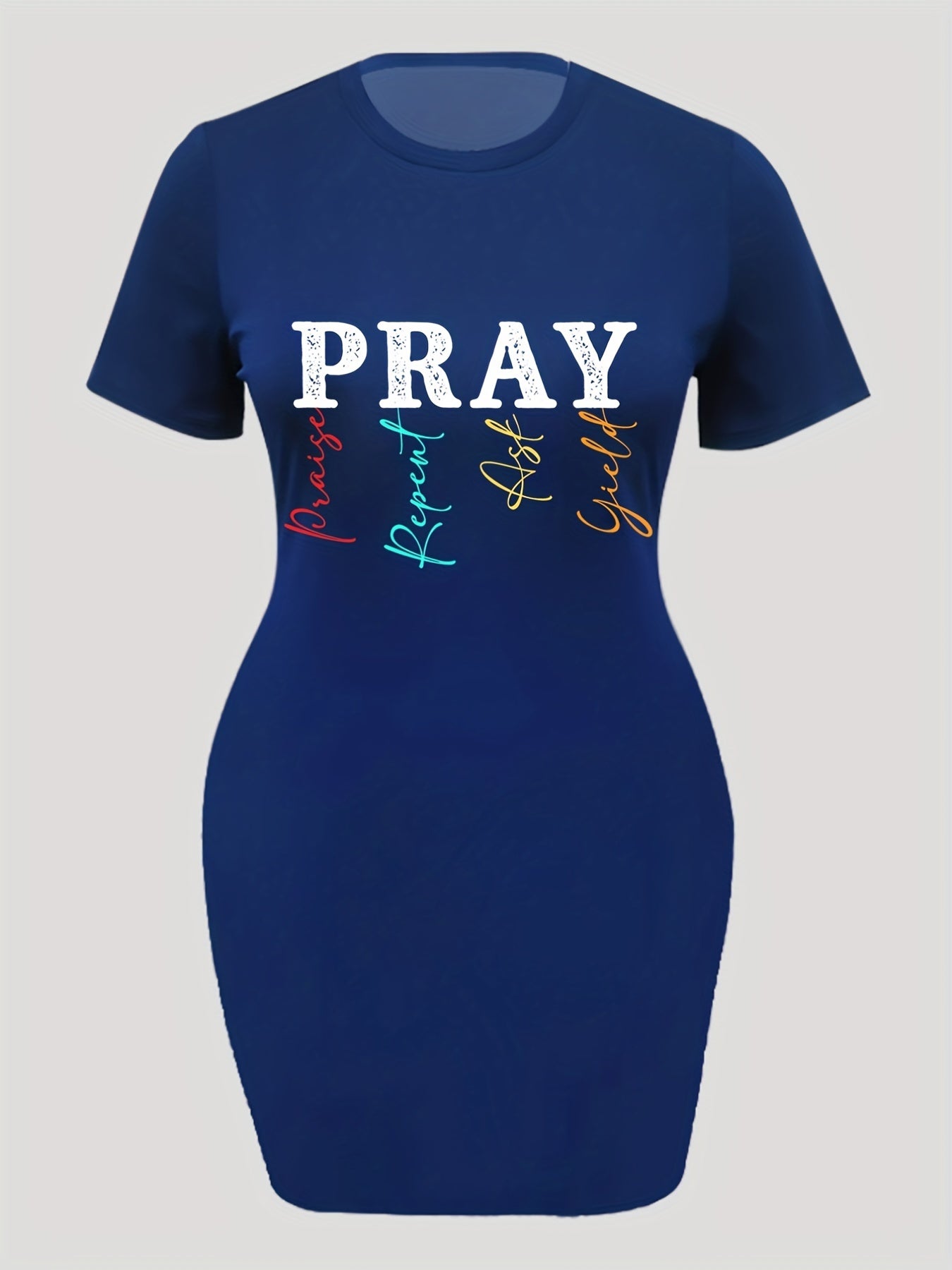 Pray: Praise Repeat Ask Yield Plus Size Women's Christian Casual Dress claimedbygoddesigns