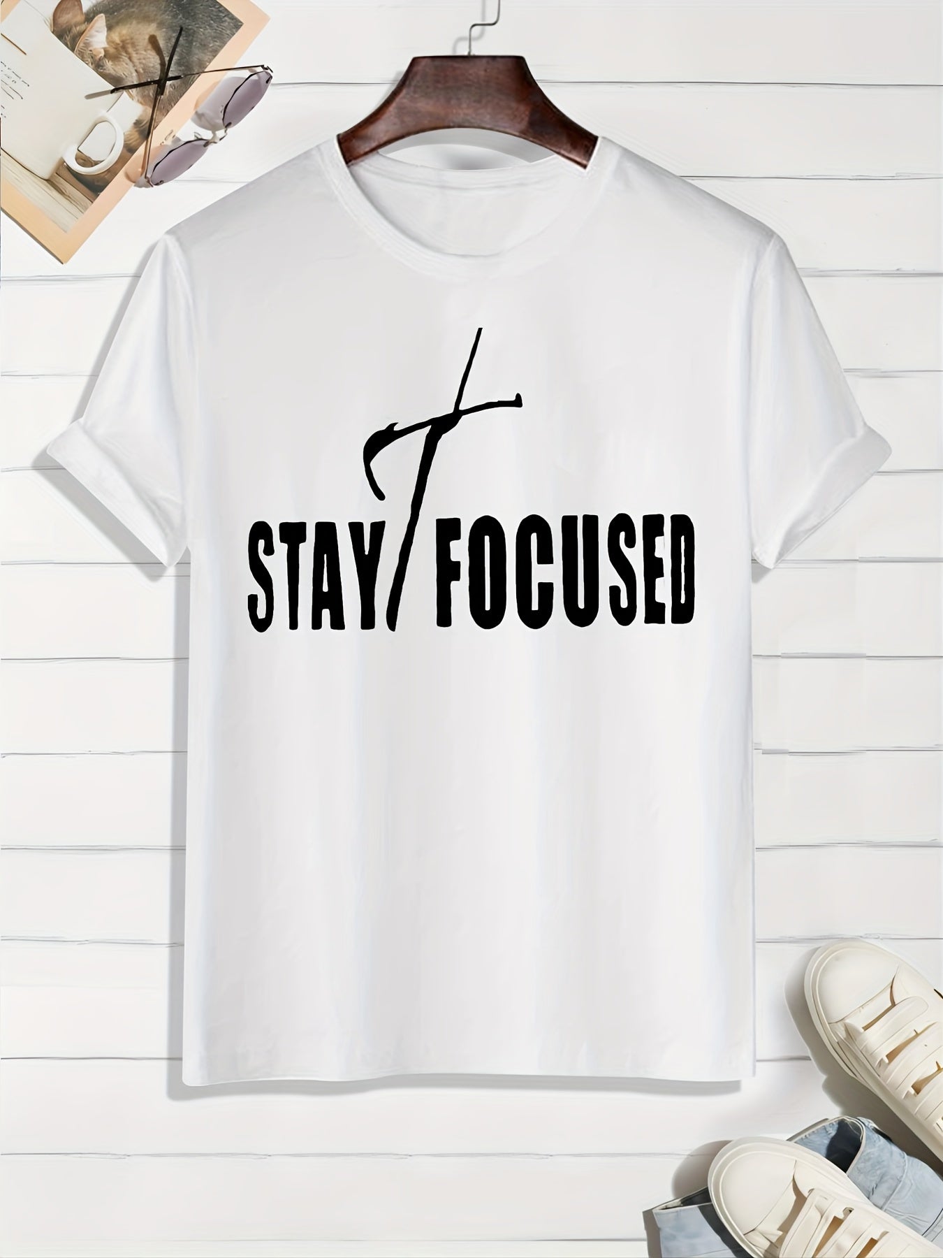 STAY FOCUSED On The Cross Men's Christian T-shirt claimedbygoddesigns