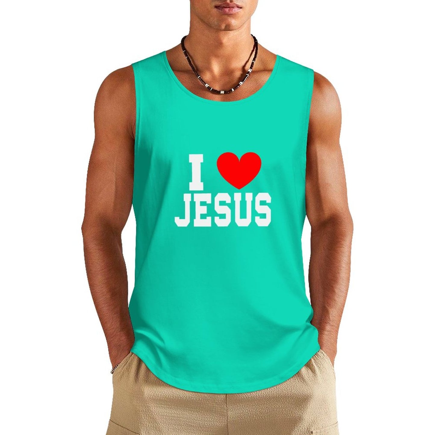 I Love Jesus Men's Christian Cotton Tank Top