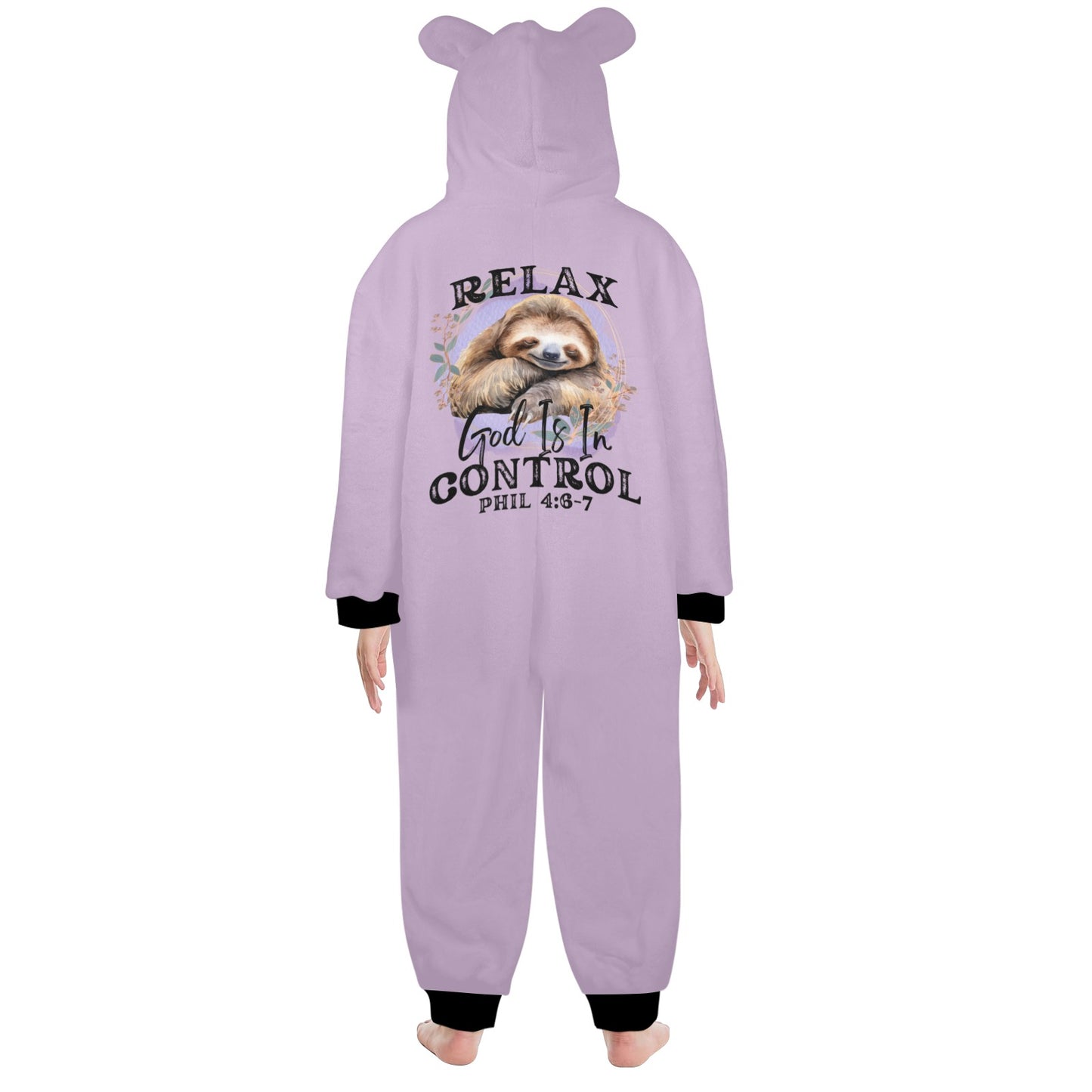 Relax He Is In Control One-Piece Zip Up Hooded Pajamas for Big Kids (Youth)