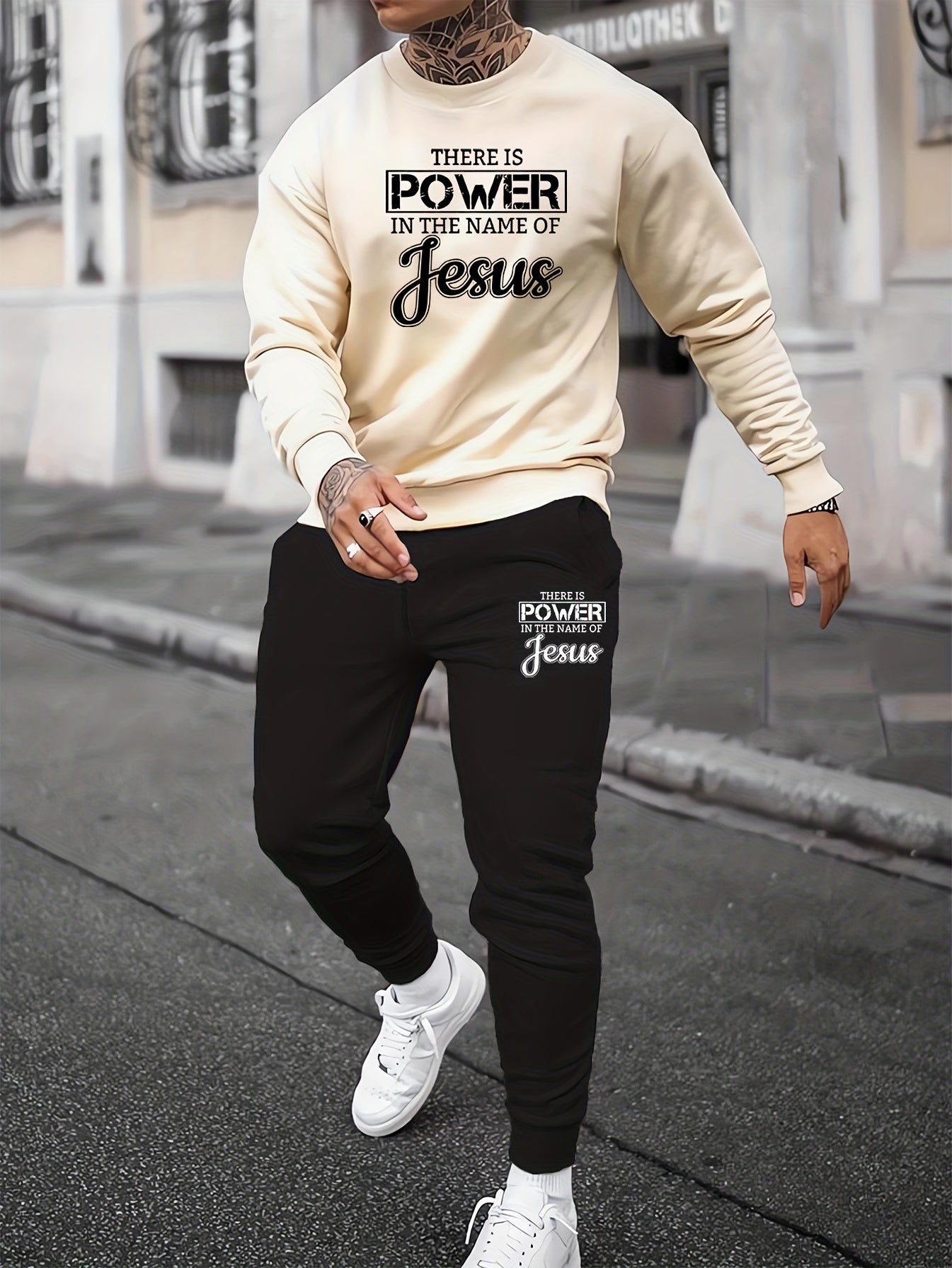 There Is Power In The Name Of Jesus Men's Christian Casual Outfit claimedbygoddesigns