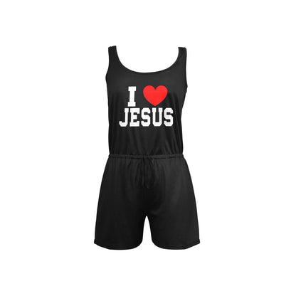 I Love Him Women's Christian Short Jumpsuit