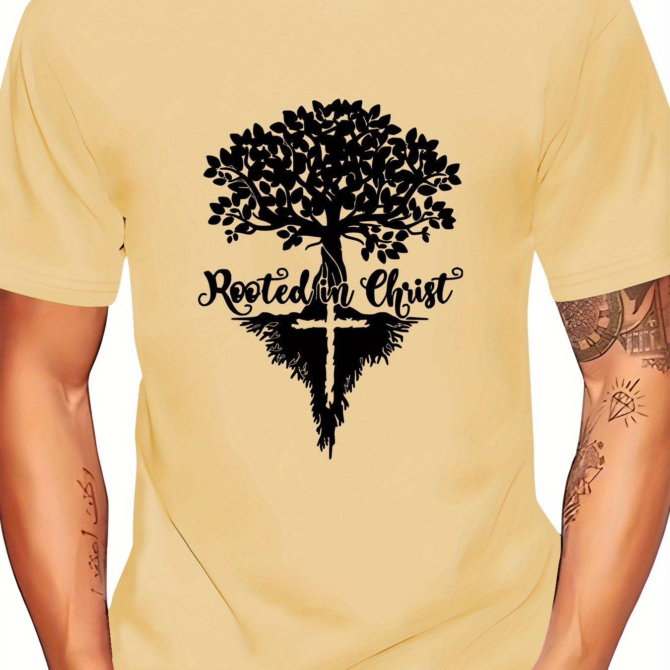Rooted In Christ Men's Christian T-shirt claimedbygoddesigns