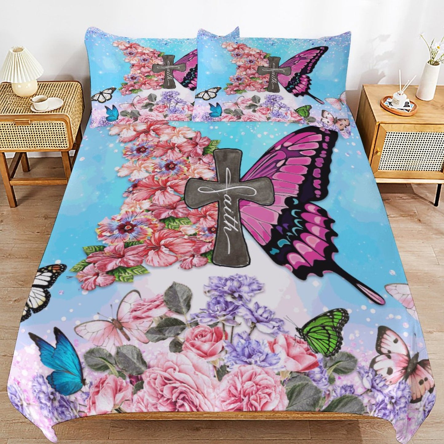 Faith 3-Piece Christian Comforter Bedding Set-86"×70"/ 218×177cm SALE-Personal Design
