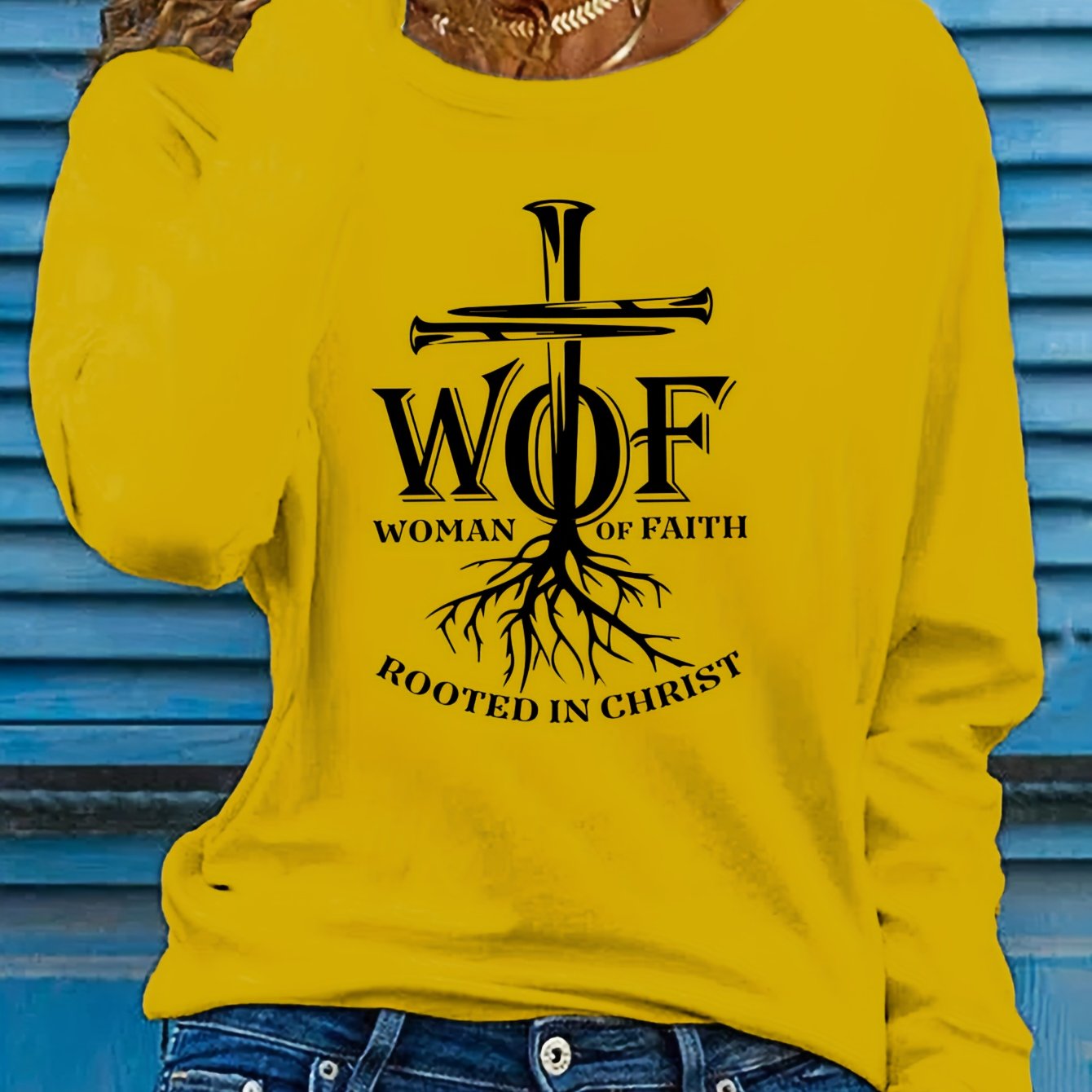 Woman Of Faith Rooted In Christ Women's Christian Pullover Sweatshirt claimedbygoddesigns
