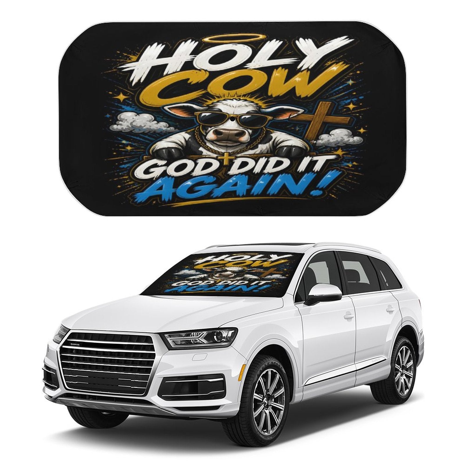 Holy Cow — God Did It Again Christian Car Sunshade Umbrella - ClaimedbyGodDesigns