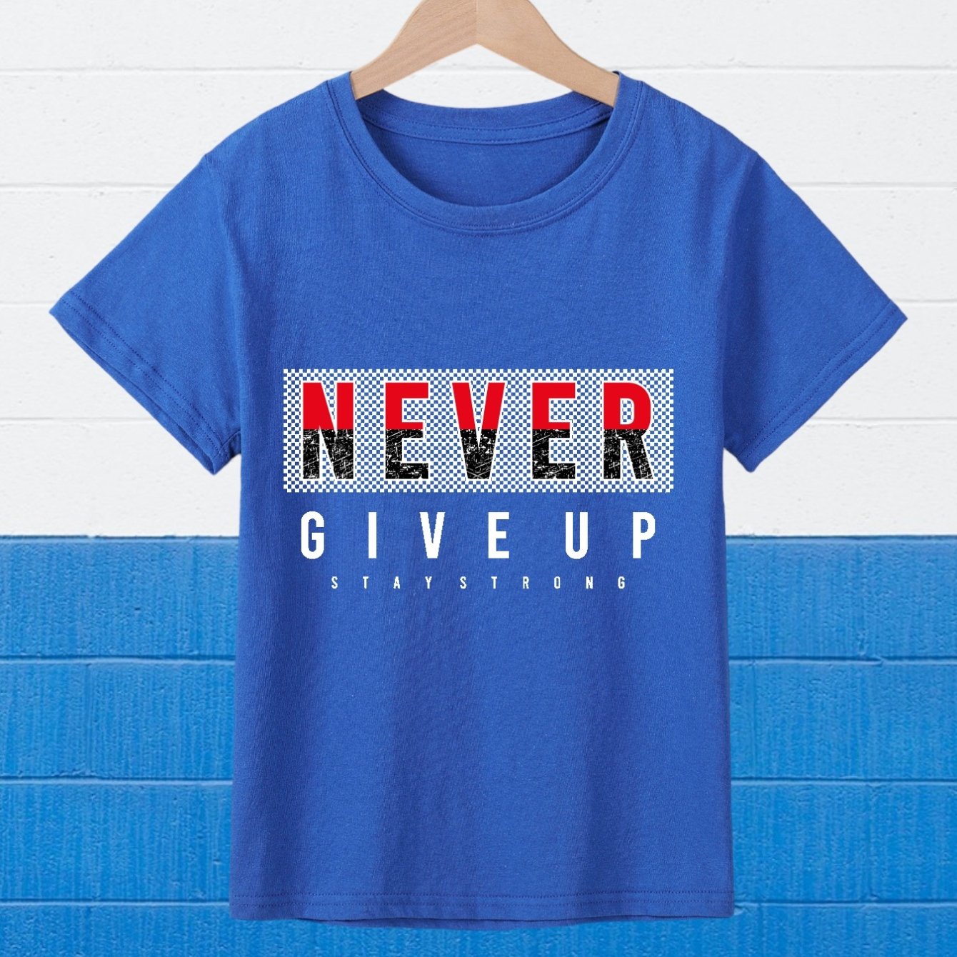 NEVER GIVE UP Youth Christian T-shirt claimedbygoddesigns