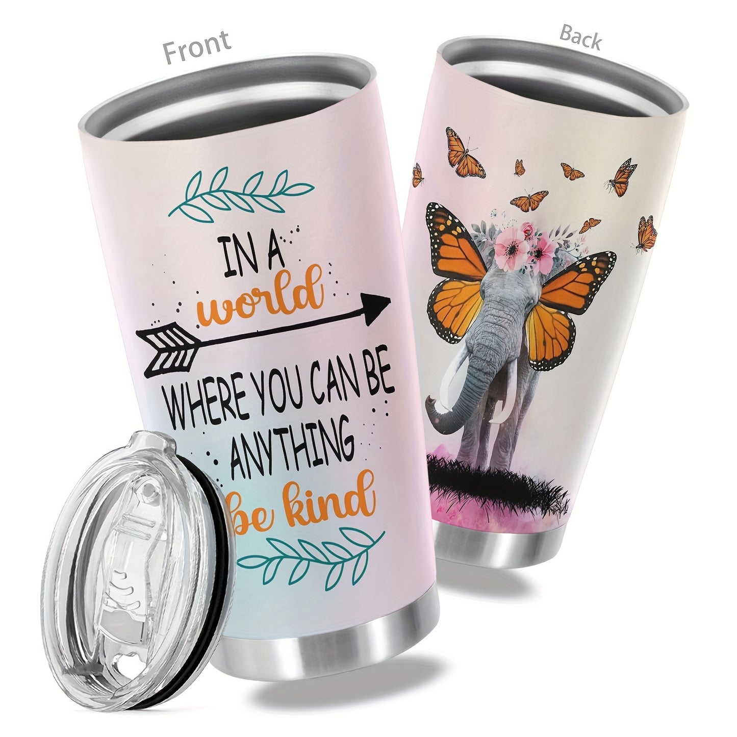 In A World Where You Can Be Anything Be Kind Christian Insulated Stainless Steel Tumbler 20oz claimedbygoddesigns